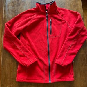 Columbia Fleece Jacket Kids XL Red Mock Neck Full Zip Pockets